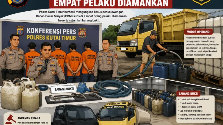 Polres Kutim Bongkar Penyelewengan BBM Subsidi, Empat Tersangka Diamankan