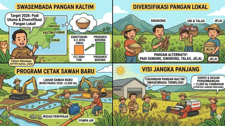 Dinas Pangan Kaltim Dorong Diversifikasi Pangan dan Pengembangan Sawah Baru