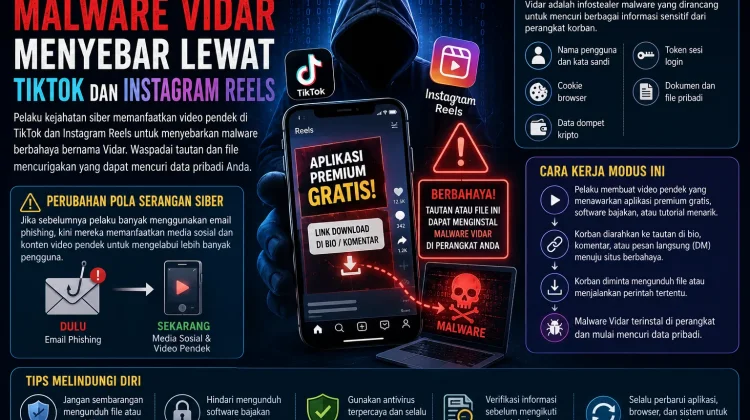 Malware Vidar Menyebar lewat TikTok dan Instagram Reels