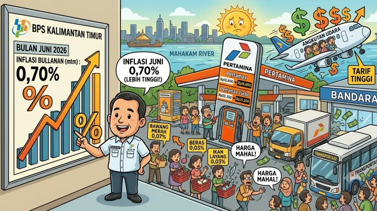 Inflasi Kaltim pada Juni 2026 Naik, Kenaikan BBM dan Tiket Pesawat Jadi Pemicu