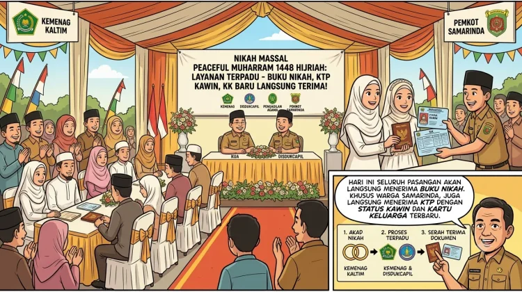 Layanan Terpadu Nikah Massal Kaltim Permudah Pengurusan Dokumen Kependudukan