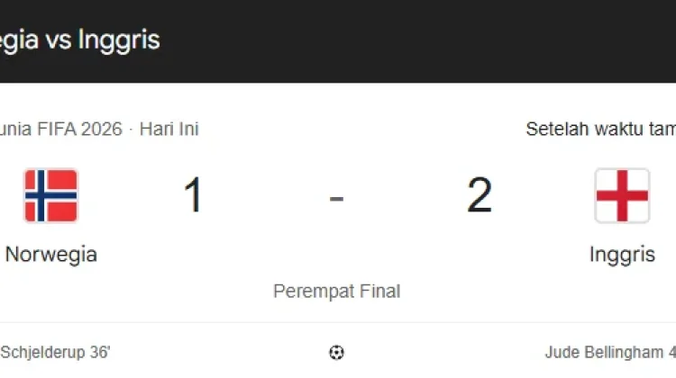 Inggris Tundukkan Norwegia di Perempat Final