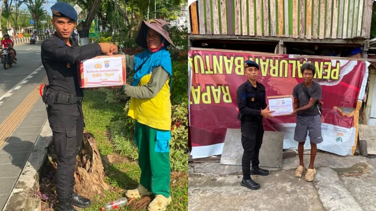 Satbrimob Polda Kaltim Berbagi Keberkahan di Hari Jumat Kepada Warga Balikpapan