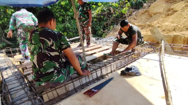 TMMD di Desa Biu Sudah Tahap Pembuatan Jembatan Beton dan Perbaikan Masjid