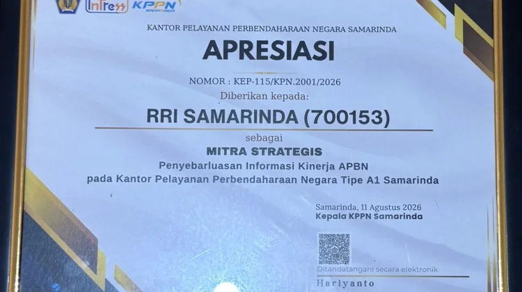 RRI Samarinda Raih Penghargaan Mitra Strategis KPPN