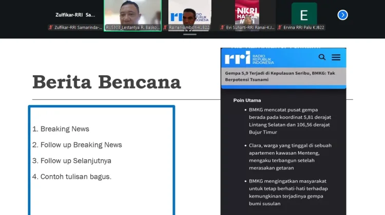 RRI Perkuat Kompetensi Jurnalis dalam Penulisan dan Peliputan Bencana