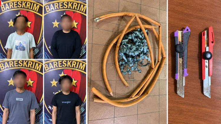 Polsek Penajam Ungkap Dugaan Pencurian Kabel PT HK, 4 Tersangka Diamankan