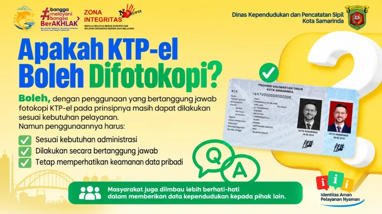 Fotokopi KTP-el Masih Diperbolehkan, Dukcapil Samarinda Ingatkan Keamanan Data