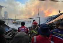 Diduga akibat Petasan, Menghanguskan Puluhan Rumah di Muara Adang