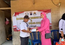 Polwan dan Bhayangkari Kaltim Salurkan Bantuan