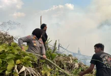Lahan di Desa Biu Terbakar, Kapolsek Muara Samu Terjun ke Lokasi