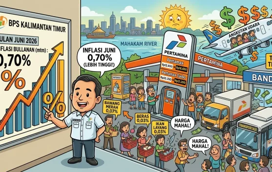 Inflasi Kaltim pada Juni 2026 Naik, Kenaikan BBM dan Tiket Pesawat Jadi Pemicu