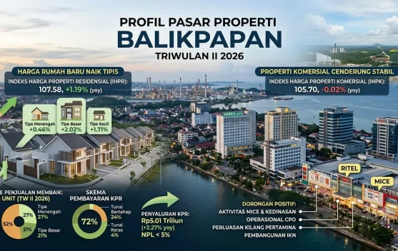 Harga Rumah Balikpapan Naik Tipis, Properti Komersial Cenderung Stabil