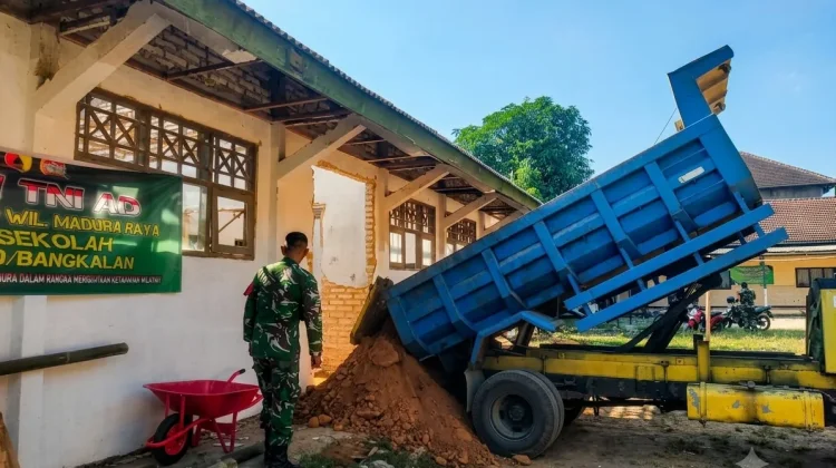 TNI AD Percepat Rehab SDN Tlomar 2 dan Sumur Bor di Bangkalan