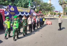 Sinergitas TNI-Polri Bangkalan Amankan Pos Pelayanan Idul Fitri