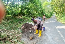 Gotong Royong Bangun Jembatan Penghubung Desa di Pamekasan