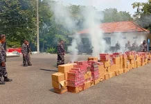 Rokok Ilegal Senilai Rp900 Juta Dimusnakan Lanal Batuporon dan Bea Cukai