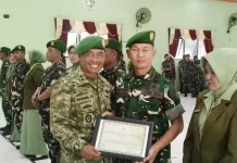 Dandim Bangkalan Pimpin Sertijab Danramil dan Pelepasan Prajurit Purnawira