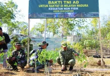 Bakti TNI AD, Kodim Sampang Tanam Pohon Keras di Gunung Maddah