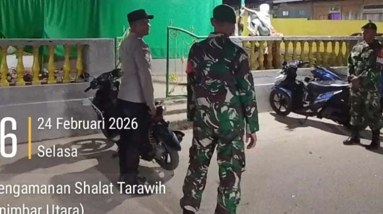 TNI-Polri Amankan Sholat Tarawih di Masjid Al Muhajirin