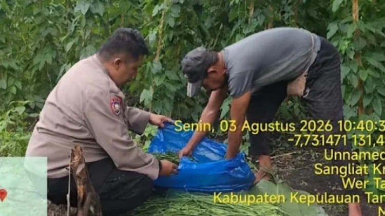 Bhabinkamtibmas Sangliat Krawain Sambangi Petani Sayur