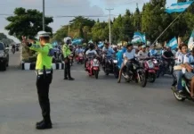 Sat Lantas Polres Kepulauan Tanimbar Kawal Konvoi Damai