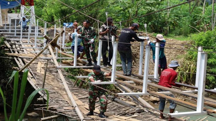 Kodim 0708 Purworejo Kebut Pembangunan Jembatan Gantung Garuda