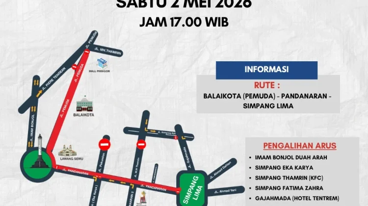 Sabtu Besok Ada Semarang Night Carnival, Simak Pengalihan Arus Lalu Lintasnya