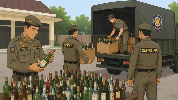 Satpol PP Sita Ratusan Botol Miras di Purworejo Utara