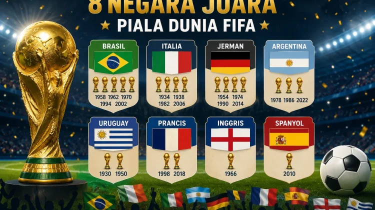 Daftar Negara yang Pernah Mengangkat Trofi Piala Dunia