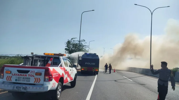 Kemarau, Areal Lahan Kawasan Tol Pejagan KM 248 Brebes Terbakar