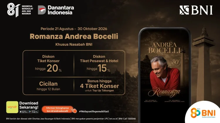 Nonton Andrea Bocelli Makin Istimewa, BNI Tawarkan Diskon Tiket hingga Travel