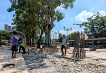 Alun-alun Sisi Timur Rusak, Pemkab Rembang Perbaiki Sementara