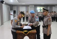 Kapolres Demak Lantik Kapolsek Mijen, Dua Personel Naik Pangkat