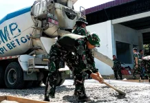 Kodim 0706/Temanggung Cor Jalan Depan KDMP Kaloran