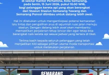 Waspadai Kemacetan di Semarang Hari Ini, Pelanggan KA Diimbau Datang Lebih Awal