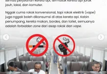 Larangan Merokok di Kereta Api, Pelanggar Diturunkan di Stasiun Terdekat