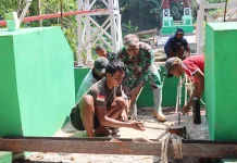 Progres Pembangunan Jembatan Garuda Merah Putih di Desa Mojoagung 70 Persen