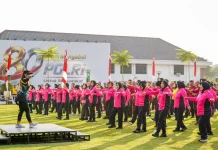 Semarak HUT Bhayangkara, Keluarga Besar Polda Jateng Gelar Senam Bersama