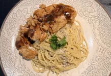 Nikmatnya Menyantap Spaghetti Carbonara dengan Chicken Crispy