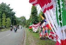 Semarak Pasang Bendera dan Umbul-Umbul Jelang HUT RI, PLN: Hati-hati Kabel Listrik