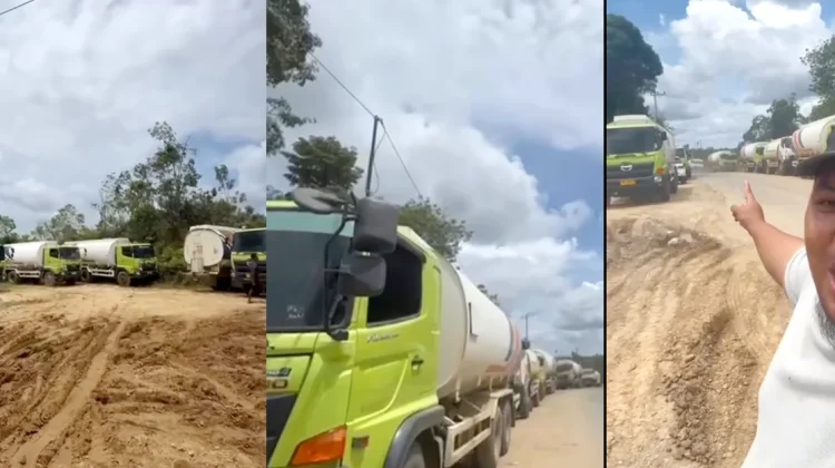 Warga Bentian Besar Kompak Blokir Jalan dari Truk ODOL