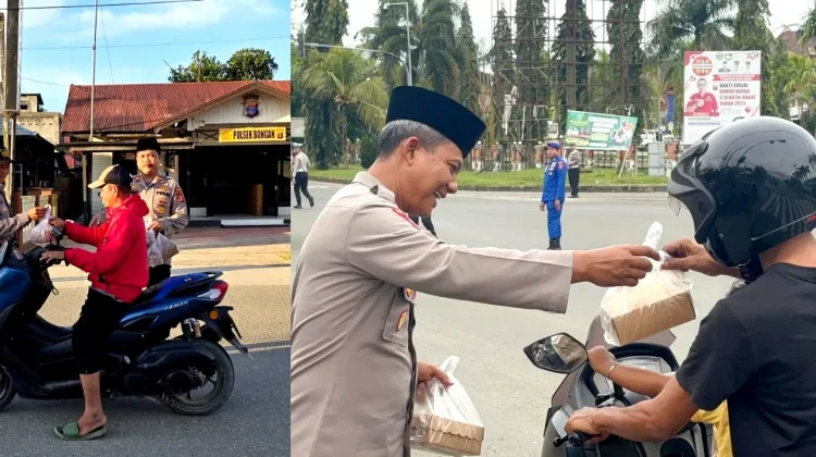 Bukan Razia, Polisi di Kutai Barat Turun ke Jalan Bagi-bagi Takjil Ramadan