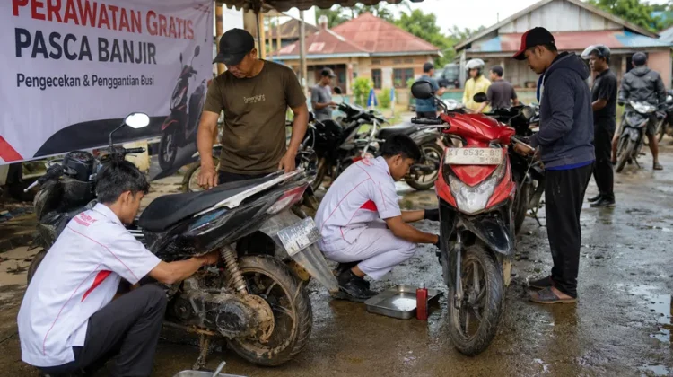 Ratusan Motor Terdampak Banjir di Kubar Dapat Perawatan Gratis