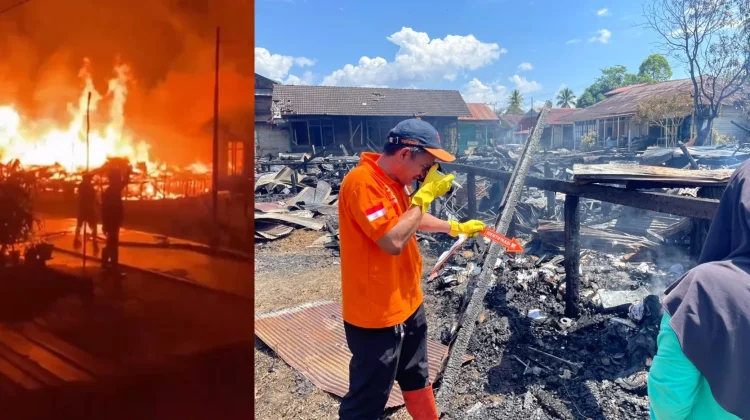 Diduga Korsleting Listrik, Tiga Rumah dan Perpustakaan SD Terbakar di Long Iram