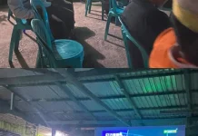 Warga Antusias Nobar Semifinal Piala Dunia bersama Koramil Long Iram