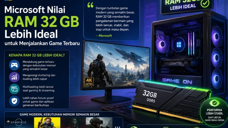Microsoft Sebut RAM 32 GB Lebih Ideal untuk Menjalankan Game Modern