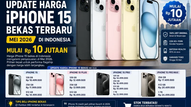 Update Harga iPhone 15 Bekas Terbaru Mei 2026 di Indonesia, Mulai Rp 10 Jutaan