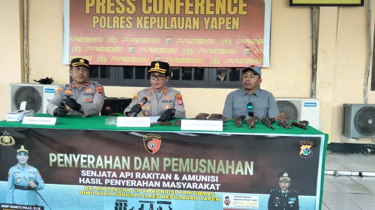 Polres Yapen Musnahkan Senjata Api Rakitan ,Amunisi Hasil Penyerahan Masyarakat