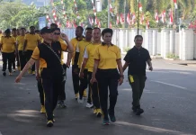 Kapolres Yapen Pimpin Olahraga Bersama Seluruh Porsonel